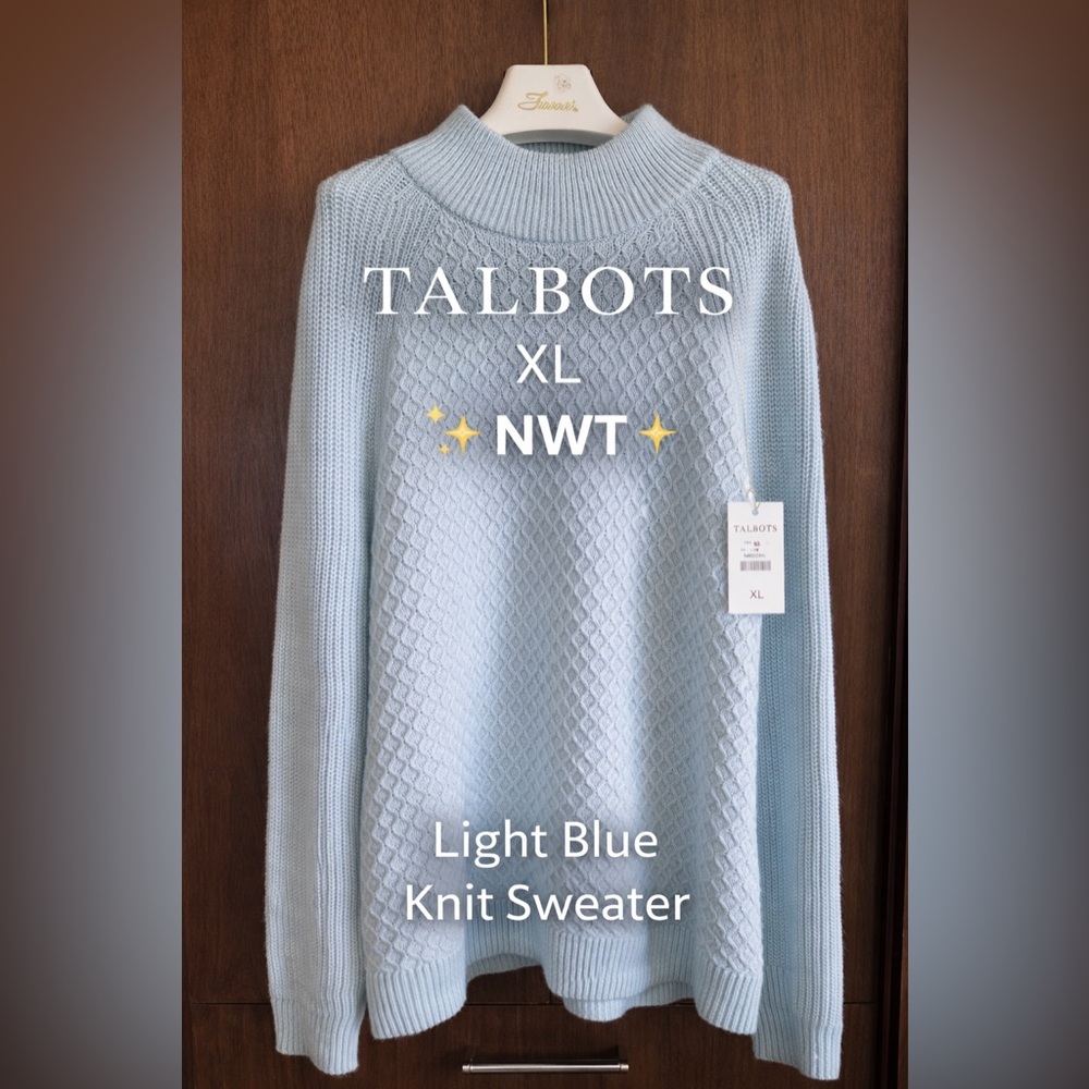 Talbots XL Light Blue Textured Knit Sweater NWT Women’s Pullover Classic NWT